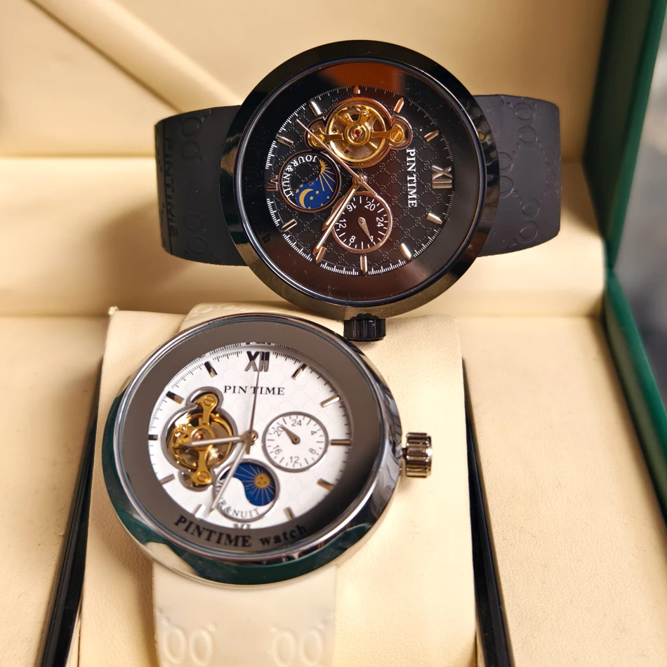 1PC Black Watch Classic Star Moon Mechanical Watch Self winding Watches High Quality Tourbillon Movement ساعة ميكانيكية
1PC Black Watch Classic Star Moon Mechanical Watch Self winding Watches High Quality Tourbillon Movement ساعة ميكانيكية