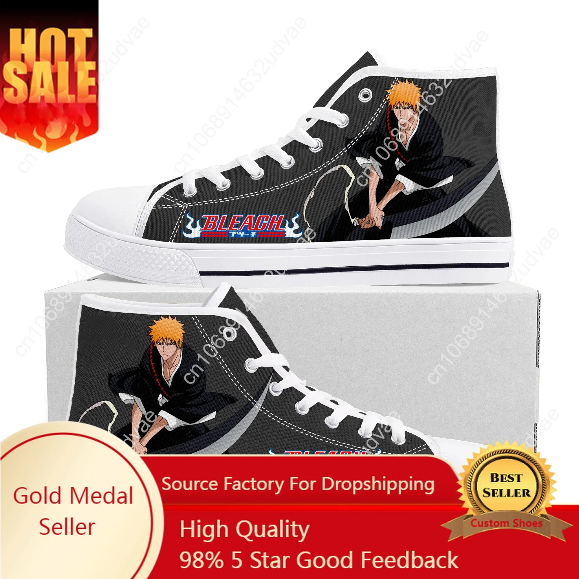 Bleach Kurosaki Ichigo High Top Sneakers High Quality Mens Womens Teenager Canvas Sneaker Casual Couple Shoes Custom White Shoe
Bleach Kurosaki Ichigo High Top Sneakers High Quality Mens Womens Teenager Canvas Sneaker Casual Couple Shoes Custom White Shoe