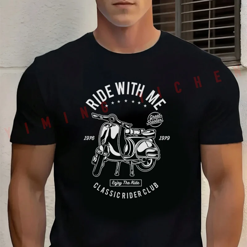 Scooter Ride With Me Motorcycle Biker MOD Fashion T-shirt Cotton Summer Comfortable Short Sleeve Men's And Women's Trend Top Tee
Scooter Ride With Me Motorcycle Biker MOD Fashion T-shirt Cotton Summer Comfortable Short Sleeve Men's And Women's Trend Top Tee
