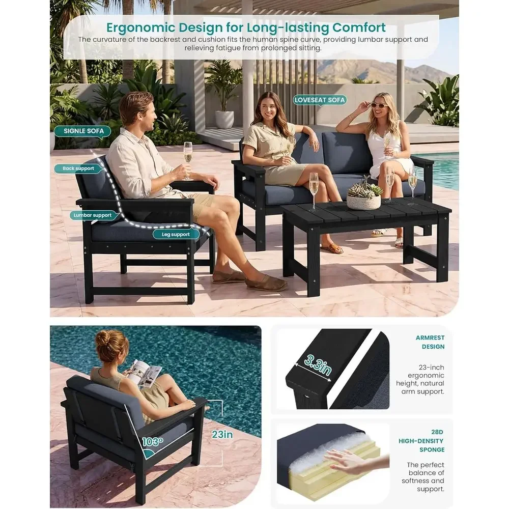 Special Offer5-Piece HDPE Outdoor Sofa Set With Cushions, Weather-Resistant Loveseat Furniture With Pads, Black Outdoor Conversa
Special Offer5-Piece HDPE Outdoor Sofa Set With Cushions, Weather-Resistant Loveseat Furniture With Pads, Black Outdoor Conversa