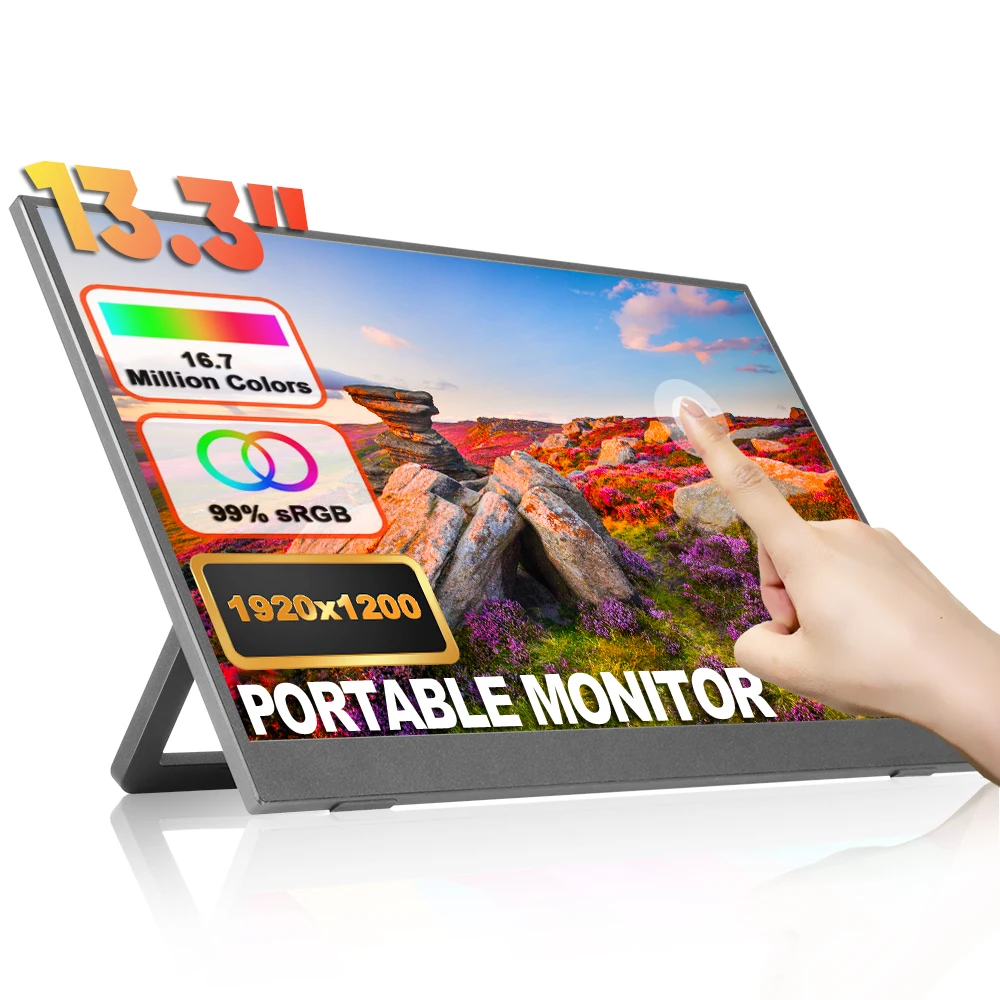 13,3-дюймовый портативный монитор с сенсорным экраном IPS FHD 1200P USB-C для встроенного динамика 16:10 для использования в офисе и настольном компьютере
13,3-дюймовый портативный монитор с сенсорным экраном IPS FHD 1200P USB-C для встроенного динамика 16:10 для использования в офисе и настольном компьютере
