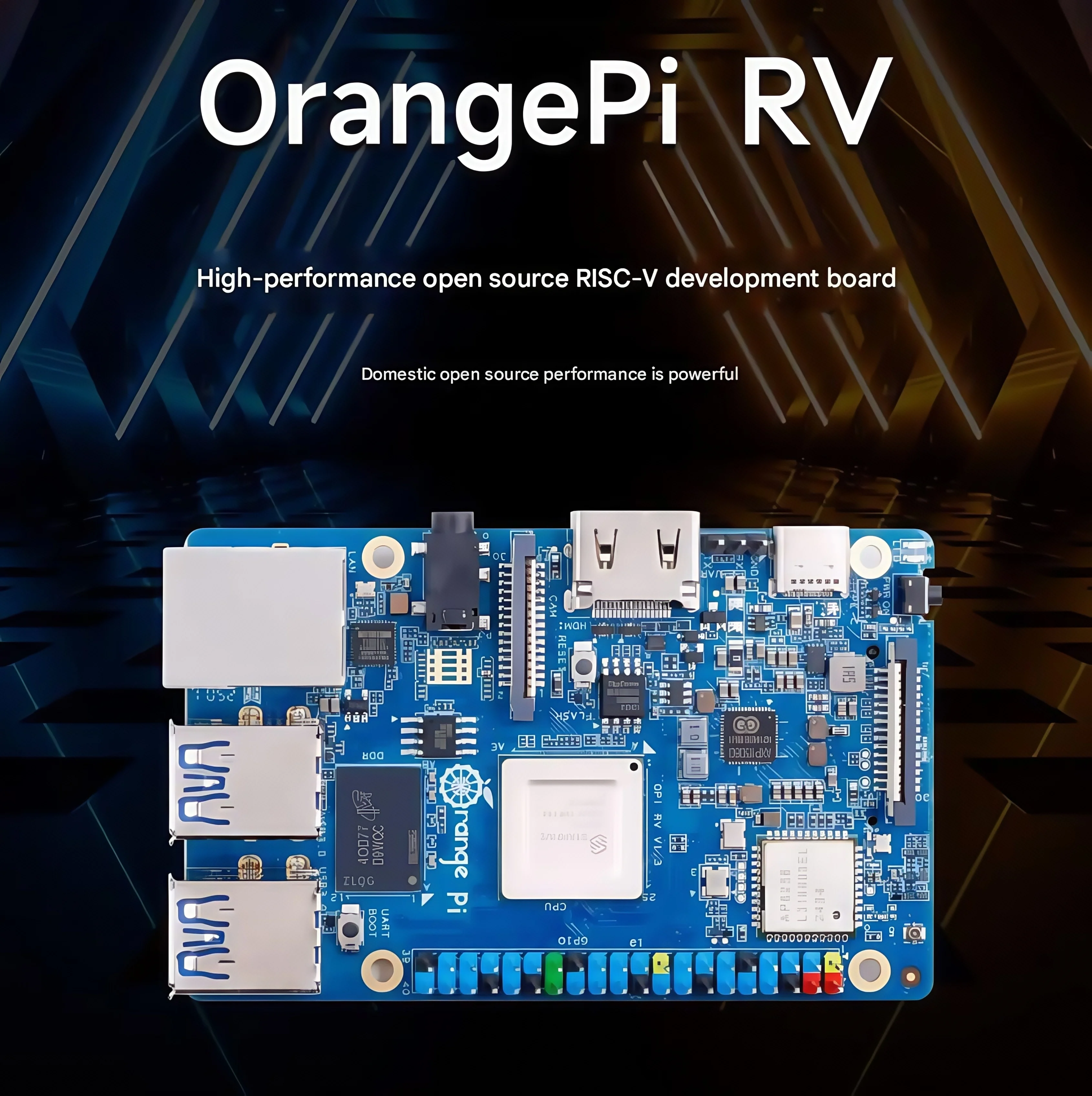 OrangePi RV development board RISC-V quad-core processor Jinghong JH7110 Gigabit Ethernet port
OrangePi RV development board RISC-V quad-core processor Jinghong JH7110 Gigabit Ethernet port