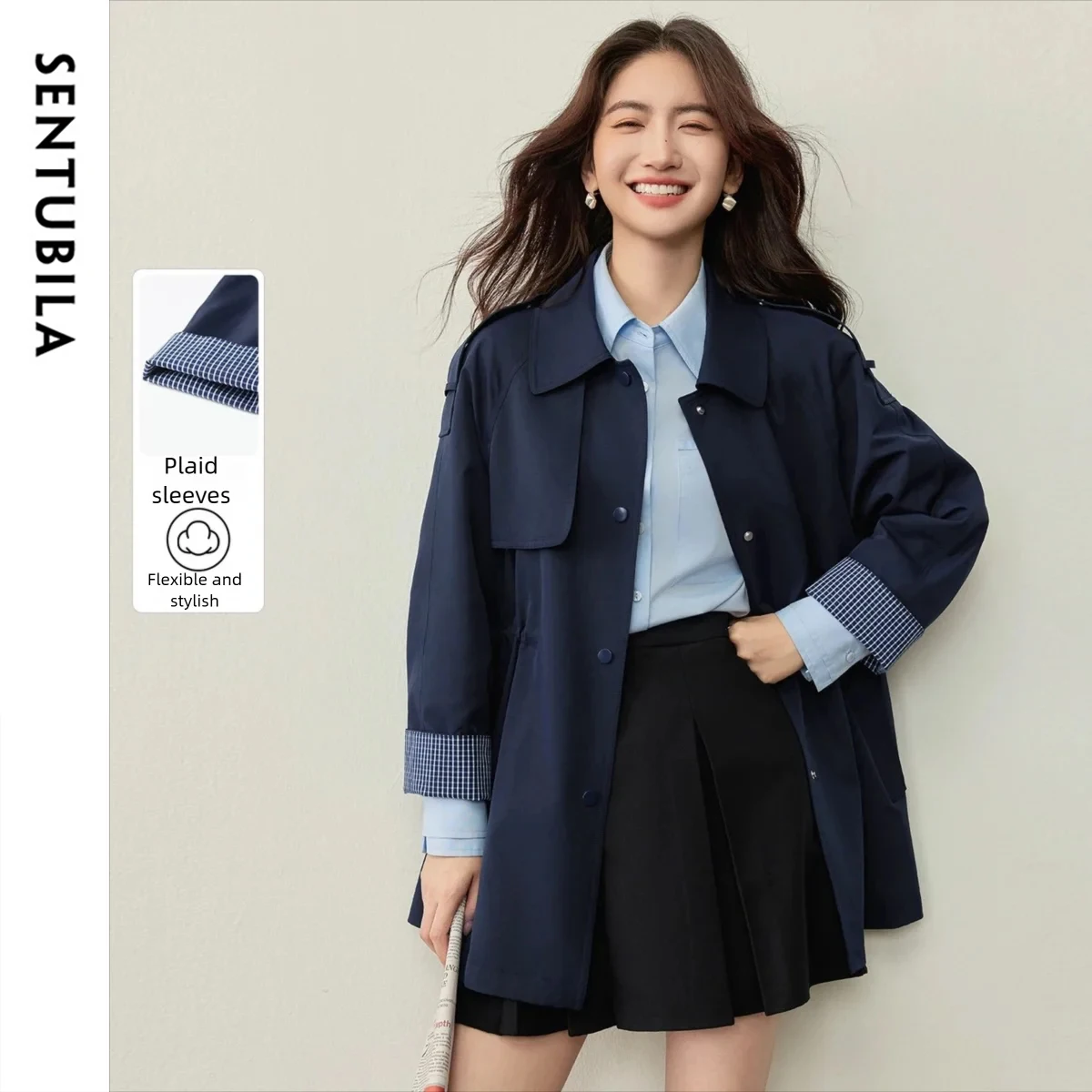 SENTUBILA женский плащ миди, осень 2024, офисная одежда, плиссированный плащ с длинными рукавами и клетчатыми манжетами, женские прямые пальто 153FB2253
SENTUBILA женский плащ миди, осень 2024, офисная одежда, плиссированный плащ с длинными рукавами и клетчатыми манжетами, женские прямые пальто 153FB2253