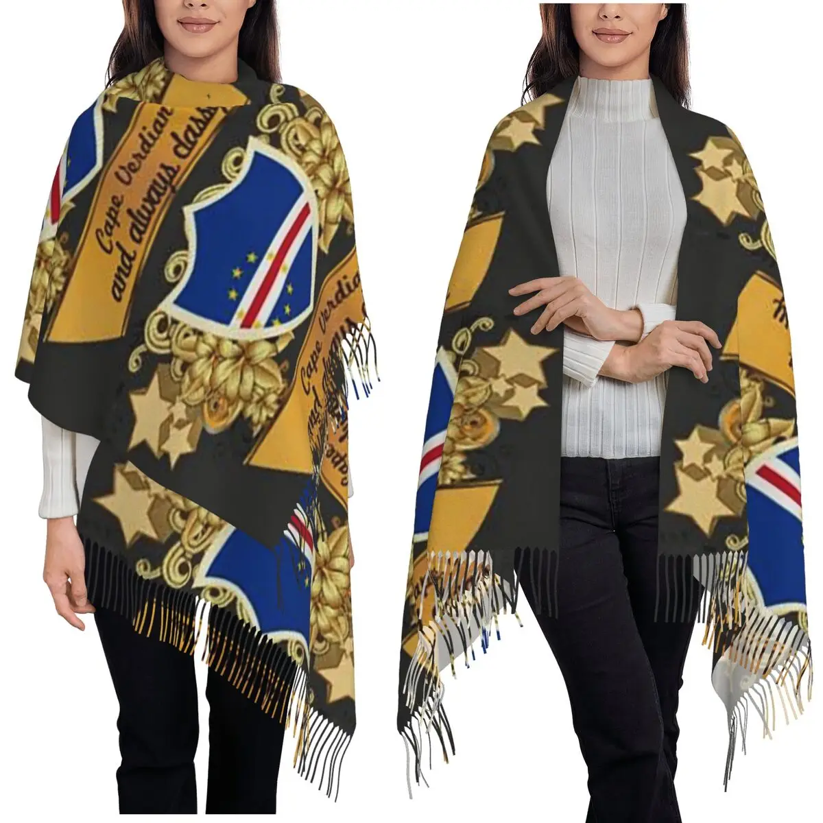 Шарф с флагом Верда, шарфы с кисточками для женщин, мягкие теплые шали и накидки, большая осенне-зимняя шаль 
Шарф с флагом Верда, шарфы с кисточками для женщин, мягкие теплые шали и накидки, большая осенне-зимняя шаль