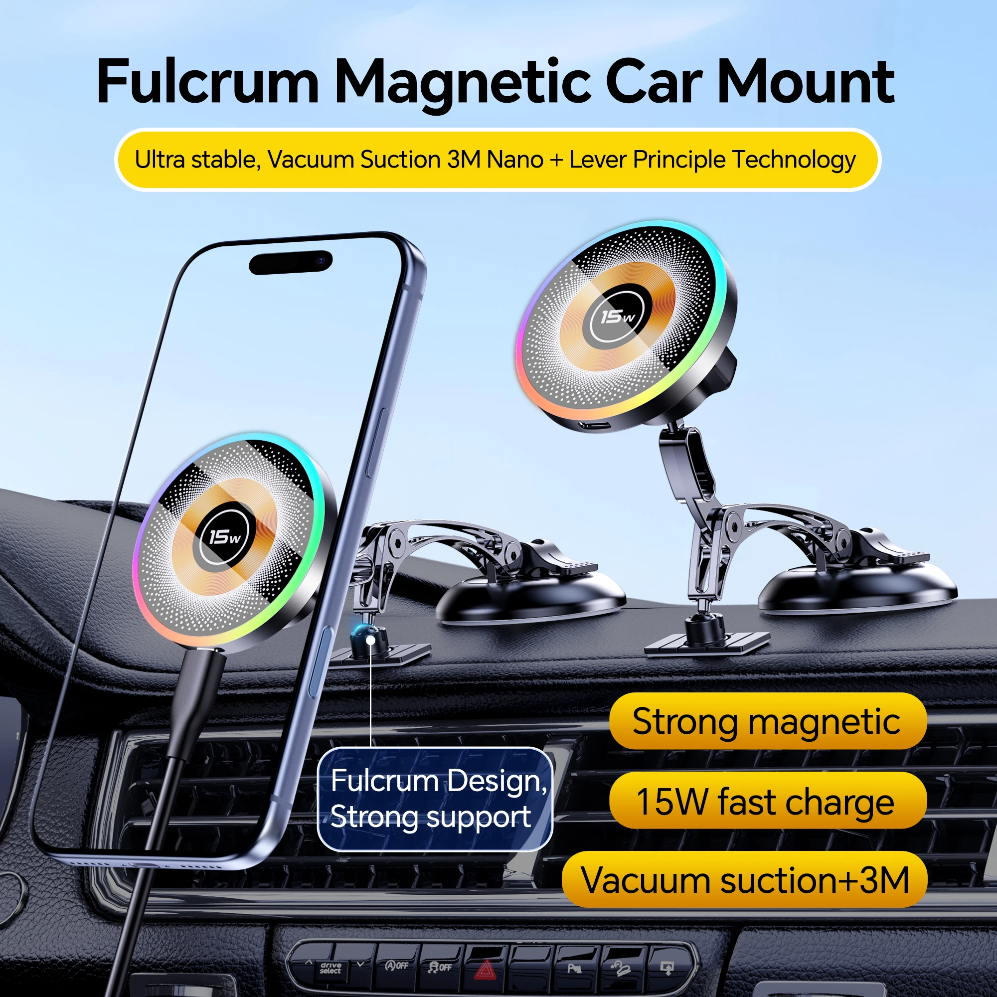 Fulcrum Magnetic Car Mount Wireless Charger Fast Charging Rotation Strong Magnetic Car Phone Stand for IPhone 17 Samsung xiaomi
Fulcrum Magnetic Car Mount Wireless Charger Fast Charging Rotation Strong Magnetic Car Phone Stand for IPhone 17 Samsung xiaomi