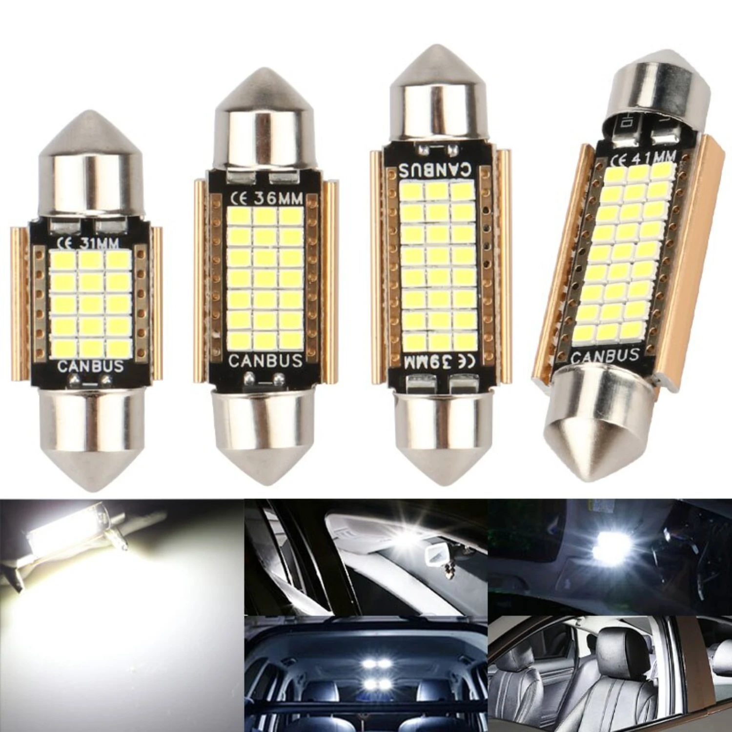 Set of 4 Elegant Golden Anodized Aluminum Interior Dome Light Lamp C5W Car Bulbs for Festoon Rear Door - Fits 31mm 36mm 39mm 41m
Set of 4 Elegant Golden Anodized Aluminum Interior Dome Light Lamp C5W Car Bulbs for Festoon Rear Door - Fits 31mm 36mm 39mm 41m