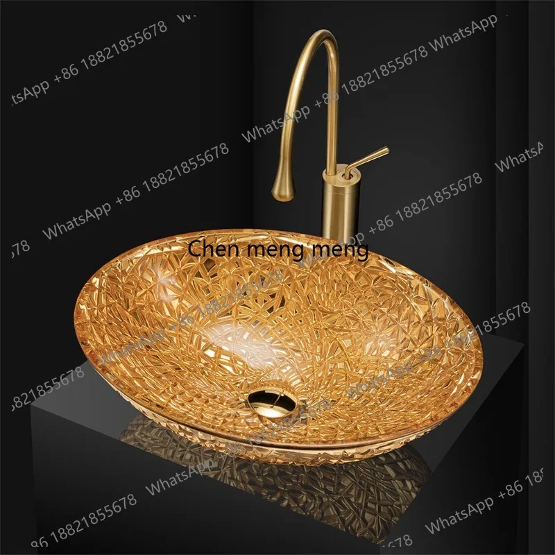 Стеклянная раковина для ванной комнаты с гальваническим покрытием, овальная, для дома и балкона, стеклянная раковина-мойка для стиральной машины
Стеклянная раковина для ванной комнаты с гальваническим покрытием, овальная, для дома и балкона, стеклянная раковина-мойка для стиральной машины