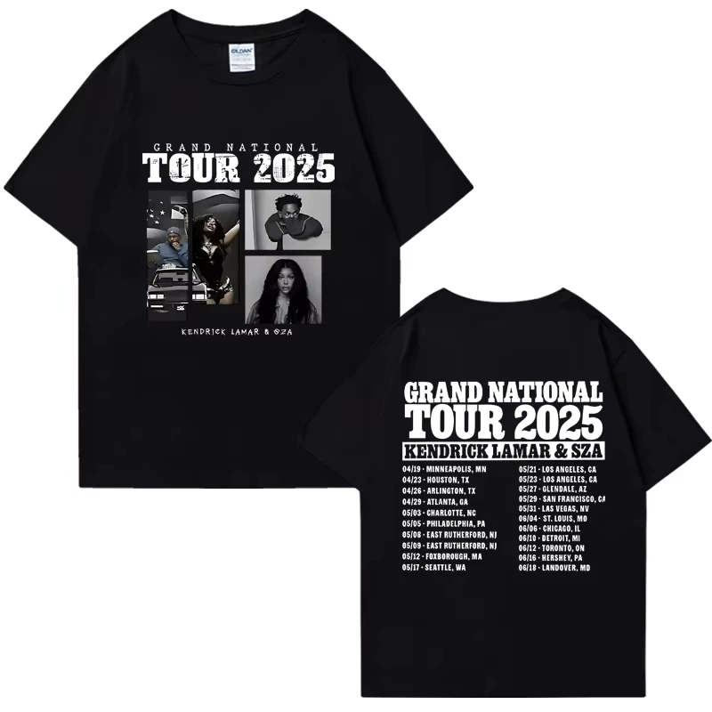 Kendrick Lamar & SZA Tour 2025, двусторонние футболки с принтом для мужчин и женщин, уличная одежда большого размера, унисекс, хлопковая футболка с короткими рукавами
Kendrick Lamar & SZA Tour 2025, двусторонние футболки с принтом для мужчин и женщин, уличная одежда большого размера, унисекс, хлопковая футболка с короткими рукавами