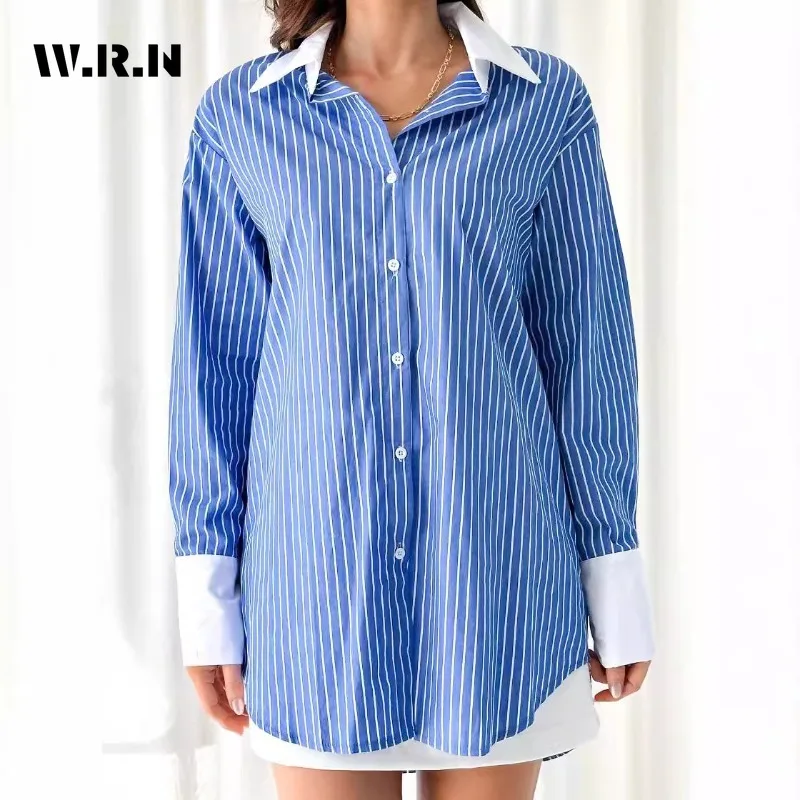 Striped Patchwork Shirt Women Streetwear Patchwork Long Sleeve Blouses Ladies Korean Fashion Single Breasted Loose Causal Tops
Striped Patchwork Shirt Women Streetwear Patchwork Long Sleeve Blouses Ladies Korean Fashion Single Breasted Loose Causal Tops