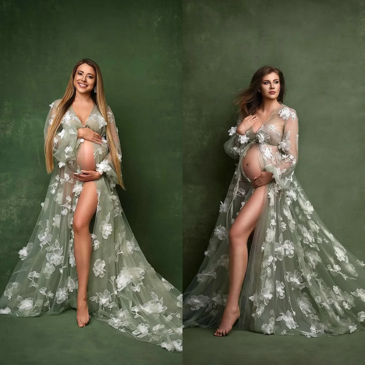 Illusion Dresses Women Robe Appliques Long Sleeve Maternity Dressing Shower Gown for Photography Custom Made
Illusion Dresses Women Robe Appliques Long Sleeve Maternity Dressing Shower Gown for Photography Custom Made