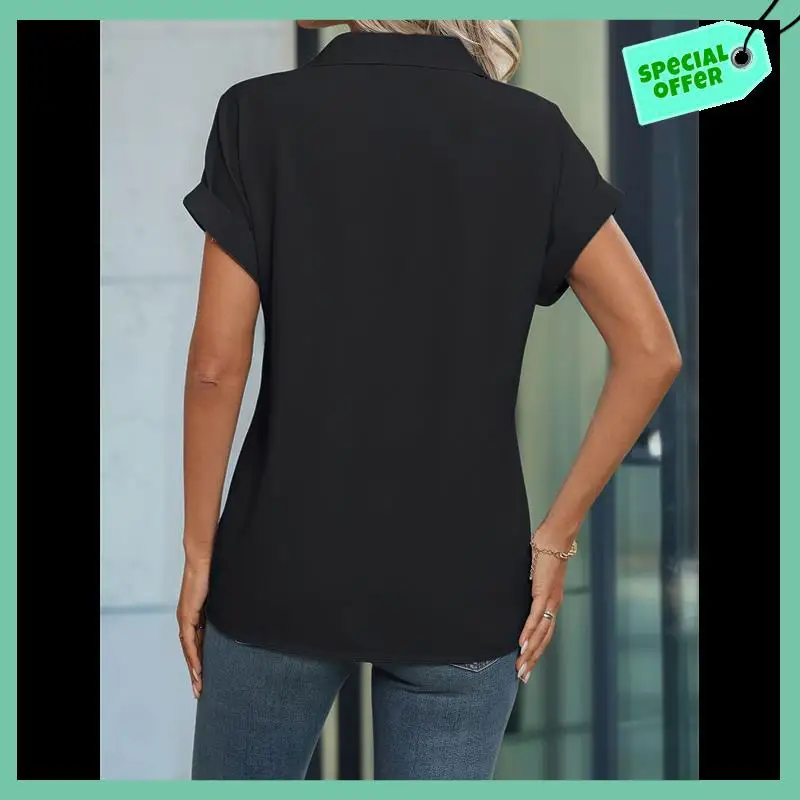 Sturdy Blouse Women's Short Sleeve Summer Tops Elegant Business Tunic Shirt Casual Blouses With Lapel Collar
Sturdy Blouse Women's Short Sleeve Summer Tops Elegant Business Tunic Shirt Casual Blouses With Lapel Collar