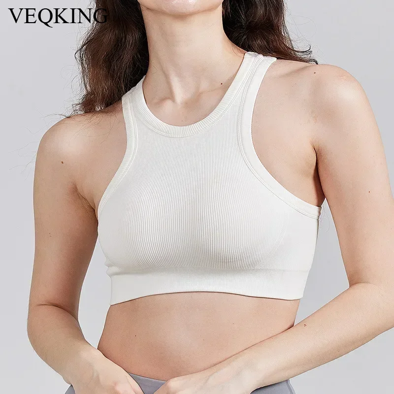 VEQKING Racer Back Women Yoga Bras, Seamless Ribbed Sports Crop Tops, Quick Drying Gym Fitness Vest, Solid Workout Running Top
VEQKING Racer Back Women Yoga Bras, Seamless Ribbed Sports Crop Tops, Quick Drying Gym Fitness Vest, Solid Workout Running Top