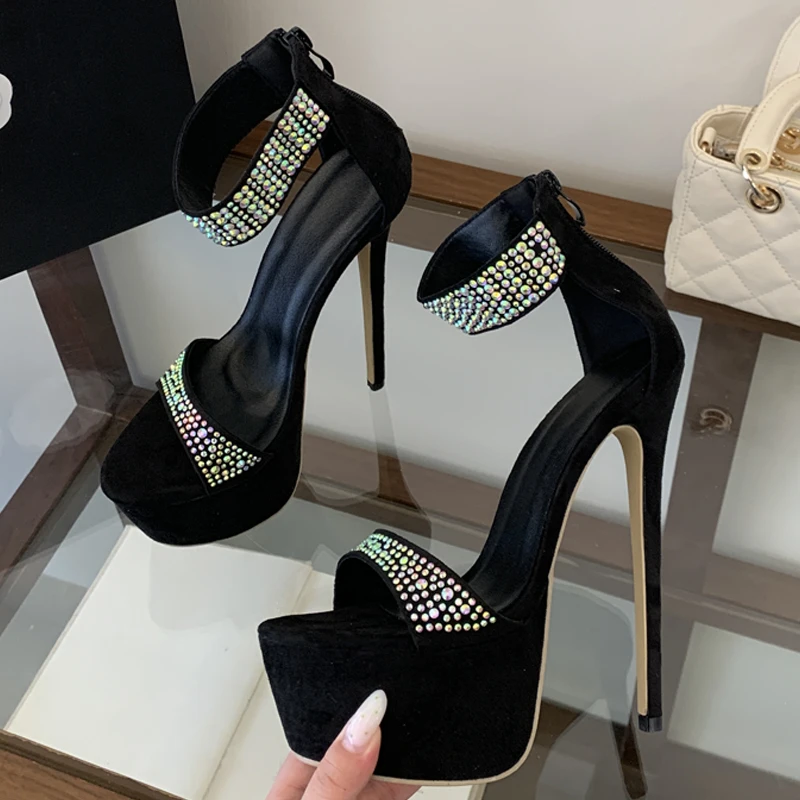 Rhinestone Ankle Strap Platform High Heel Sandals Glitter Crystal One Band Open Toe Super Thin Stiletto Party Sandalias Mujer
Rhinestone Ankle Strap Platform High Heel Sandals Glitter Crystal One Band Open Toe Super Thin Stiletto Party Sandalias Mujer