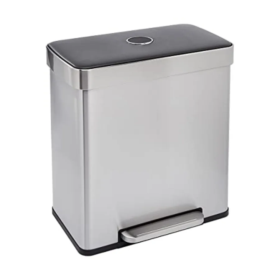 Dual Compartment Recycling Trash Can with Soft-Close Lid, Fingerprint Resistant, Removable Liner Buckets, 60 Liters, Rectangula
Dual Compartment Recycling Trash Can with Soft-Close Lid, Fingerprint Resistant, Removable Liner Buckets, 60 Liters, Rectangula