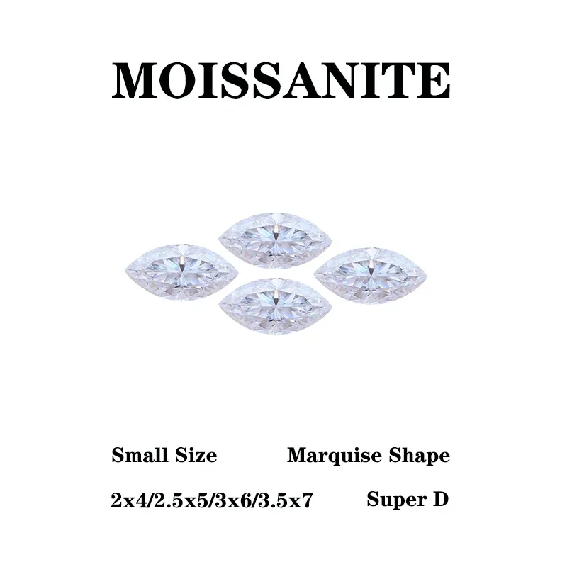 NEW Moissanite Stone Super White D Color VVS1 Marquise Cut Charms Gemstone DIY Ring Necklace Earrings Main Materials Small Size
NEW Moissanite Stone Super White D Color VVS1 Marquise Cut Charms Gemstone DIY Ring Necklace Earrings Main Materials Small Size