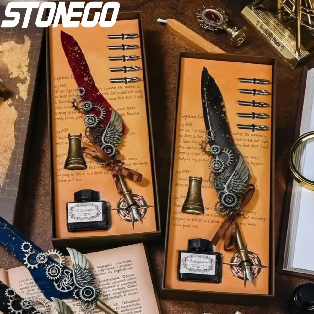 Винтажный набор перьевых ручек с дизайном в виде крыла, классический набор для каллиграфии и подписи, с флаконом чернил 15 мл
Винтажный набор перьевых ручек с дизайном в виде крыла, классический набор для каллиграфии и подписи, с флаконом чернил 15 мл