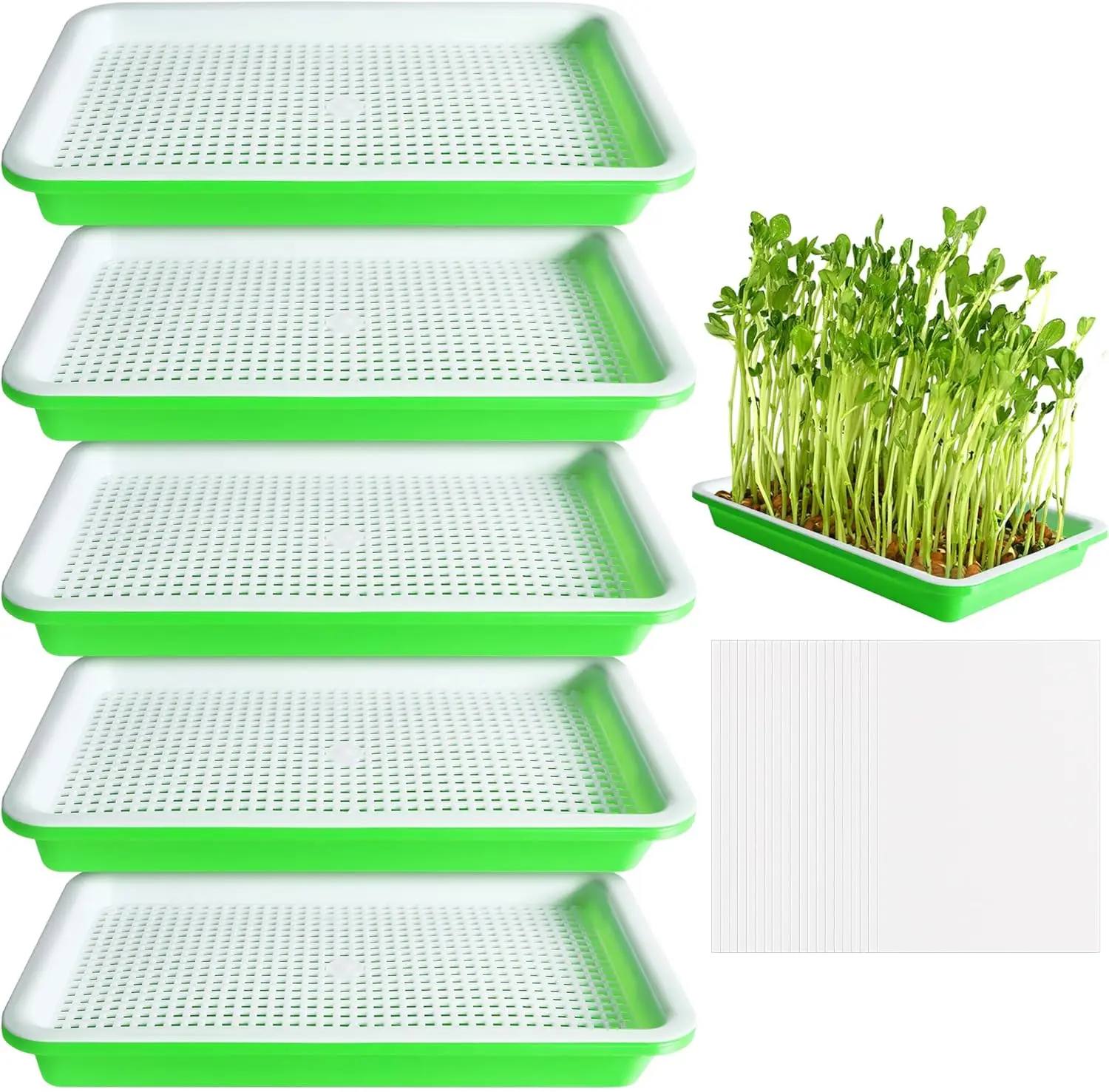 5-Pack Seed Sprouter Tray with Drain Holes - BPA Free Germination Kit, Soil-Free Wheatgrass & Bean Sprouts Growing Tray with Paper
5-Pack Seed Sprouter Tray with Drain Holes - BPA Free Germination Kit, Soil-Free Wheatgrass & Bean Sprouts Growing Tray with Paper