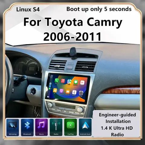 Modyfikacja dla Toyota Camry 2006-2011 Bezprzewodowy CarPlay Odtwarzacz Multimedialny do Samochodu Ulepszenie Ekran Dotykowy Android Auto Car Play Radio FM