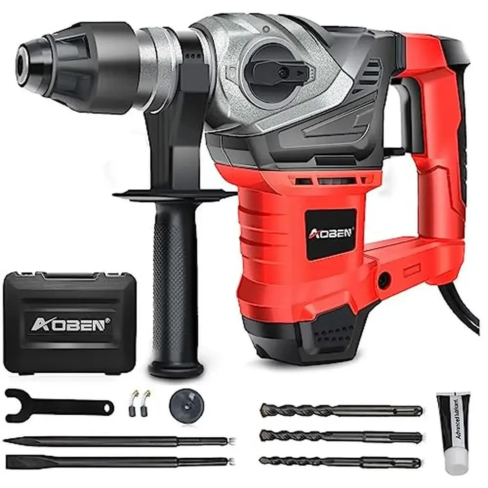 Heavy Duty SDS-Plus Rotary Hammer Drill with Safety Clutch Vibration Control and Drill Bits Powerful 13 Amp Motor Concrete
Heavy Duty SDS-Plus Rotary Hammer Drill with Safety Clutch Vibration Control and Drill Bits Powerful 13 Amp Motor Concrete