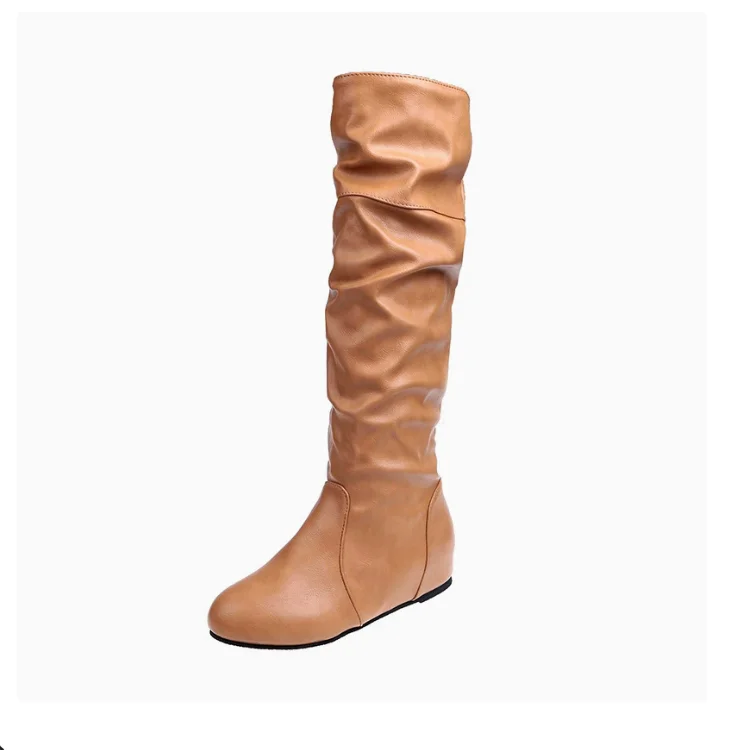 New Women Flat Boots Fashion Pleated Leather Boots Autumn Spring Slip on Mid-Calf Shoes for Women Black Winter High Boots Large
New Women Flat Boots Fashion Pleated Leather Boots Autumn Spring Slip on Mid-Calf Shoes for Women Black Winter High Boots Large