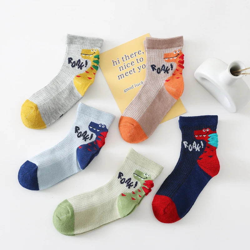 Children's Socks Spring Summer Mesh Cartoon Dinosaur Boys and Girls Thin Short Socks Baby Breathable Socks 5 Pairs/Lot
Children's Socks Spring Summer Mesh Cartoon Dinosaur Boys and Girls Thin Short Socks Baby Breathable Socks 5 Pairs/Lot