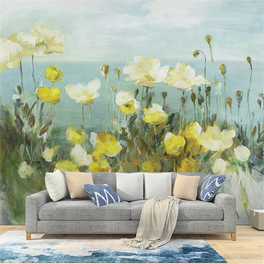 Custom Nordic oil painting yellow flower poppy mural wallpaper living room TV background photo wall paper sofa home improvement
Custom Nordic oil painting yellow flower poppy mural wallpaper living room TV background photo wall paper sofa home improvement