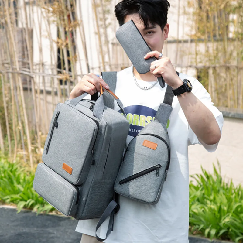 Men's Travel Business Three Piece Backpack Pure Color Business Computer Bag Boys Casual Fashion Chest Bag Satchel Wear-resistant
Men's Travel Business Three Piece Backpack Pure Color Business Computer Bag Boys Casual Fashion Chest Bag Satchel Wear-resistant
