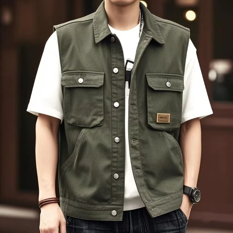 Мужской стильный джинсовый жилет с несколькими карманами, свободная посадка, повседневная уличная куртка, весенне-осенняя верхняя одежда, модный гонконгский стиль, без бренда
Мужской стильный джинсовый жилет с несколькими карманами, свободная посадка, повседневная уличная куртка, весенне-осенняя верхняя одежда, модный гонконгский стиль, без бренда