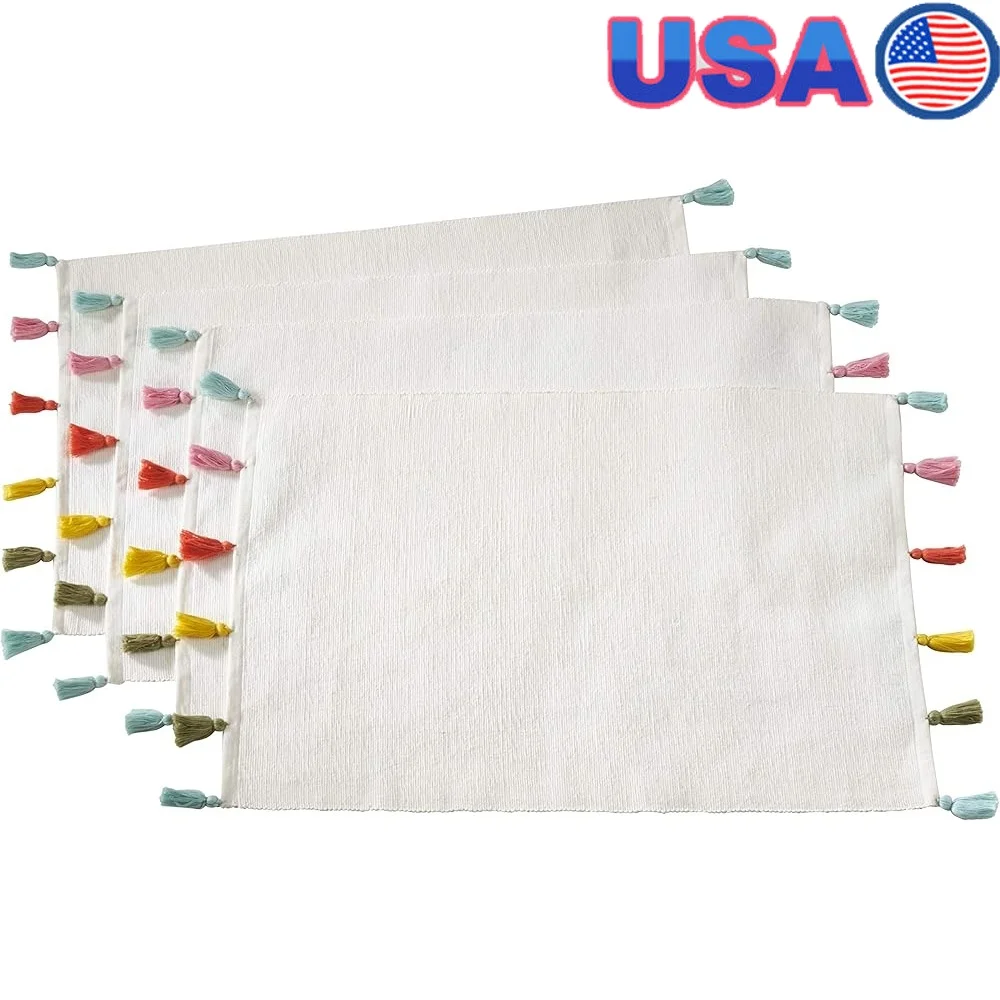 Cantina Collection Cotton Tassel Placemat Set of 4 14x20 Ideal Cocktail Parties Stylish Table Decor Durable Easy Care
Cantina Collection Cotton Tassel Placemat Set of 4 14x20 Ideal Cocktail Parties Stylish Table Decor Durable Easy Care