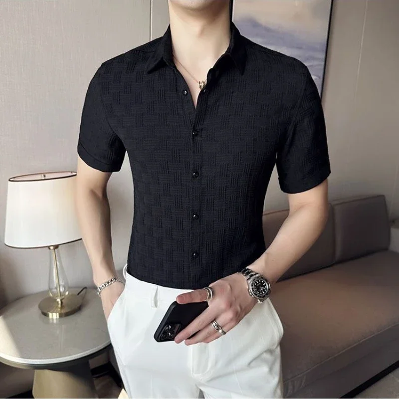White Plain Man Shirt Check Plaid Short Sleeve Black Shirts for Men Normal Button Up Silk Korean Style Sale Fashion 2025 New In
White Plain Man Shirt Check Plaid Short Sleeve Black Shirts for Men Normal Button Up Silk Korean Style Sale Fashion 2025 New In