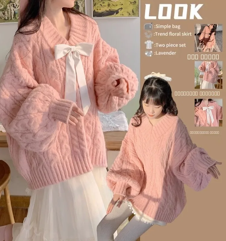 Мягкий уютный женский свитер с v-образным узлом, свободный розовый вязаный свитер высокого класса, осенне-зимний модный тренд
Мягкий уютный женский свитер с v-образным узлом, свободный розовый вязаный свитер высокого класса, осенне-зимний модный тренд