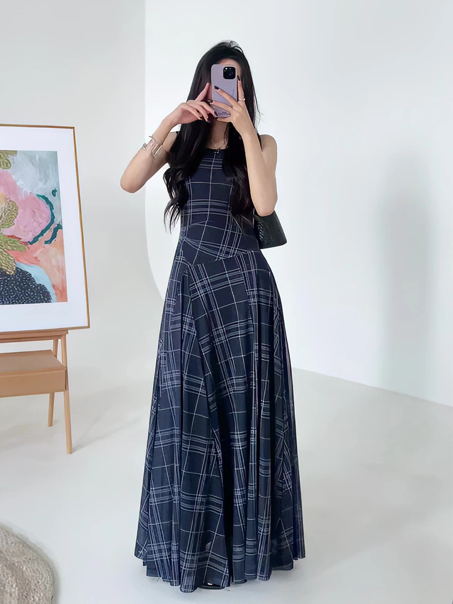 Retro Plaid Mesh Dress Women's Sleeveless Slim Fit Vest Dress Summer New Fashion Cool Feeling Commute Style Gathered Waist
Retro Plaid Mesh Dress Women's Sleeveless Slim Fit Vest Dress Summer New Fashion Cool Feeling Commute Style Gathered Waist
