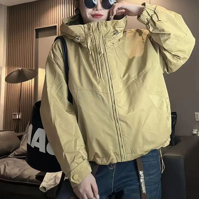 Korean Fashion Hooded Women's Jacket Double Zipper Loose Windbreak Jackets Female Long Sleeve Outwear Women's Coat Spring Autumn
Korean Fashion Hooded Women's Jacket Double Zipper Loose Windbreak Jackets Female Long Sleeve Outwear Women's Coat Spring Autumn