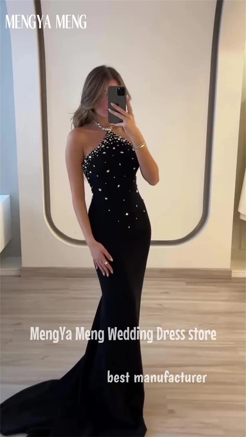 ZHUISHU Black Beading Mermaid Prom Dress Halter Neck Sleeveless vestidos de noiva Customized Sweep Train Formal Evening Gown
ZHUISHU Black Beading Mermaid Prom Dress Halter Neck Sleeveless vestidos de noiva Customized Sweep Train Formal Evening Gown