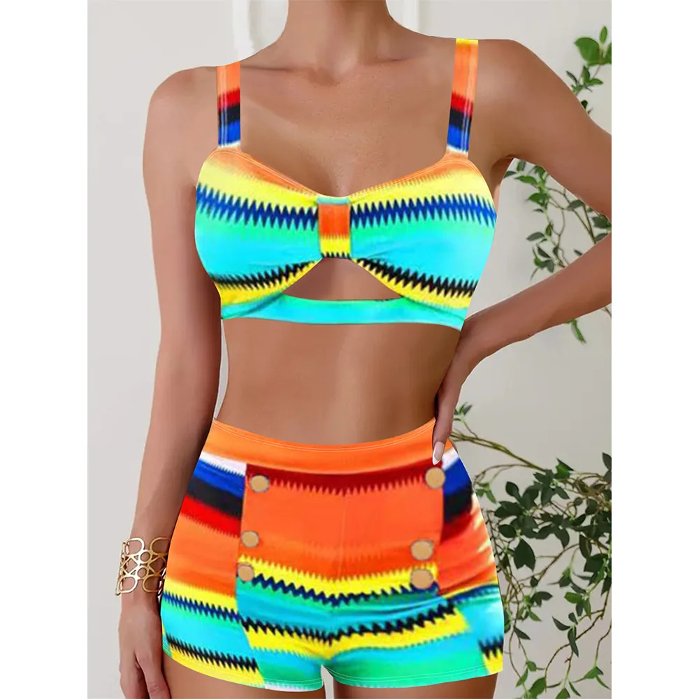 Women's Printed Bikini Set High Waist Square Leg Swimwear Summer Two Piece Shorts Set Holiday Beach Outfits Bathing Suit Clothes
Women's Printed Bikini Set High Waist Square Leg Swimwear Summer Two Piece Shorts Set Holiday Beach Outfits Bathing Suit Clothes