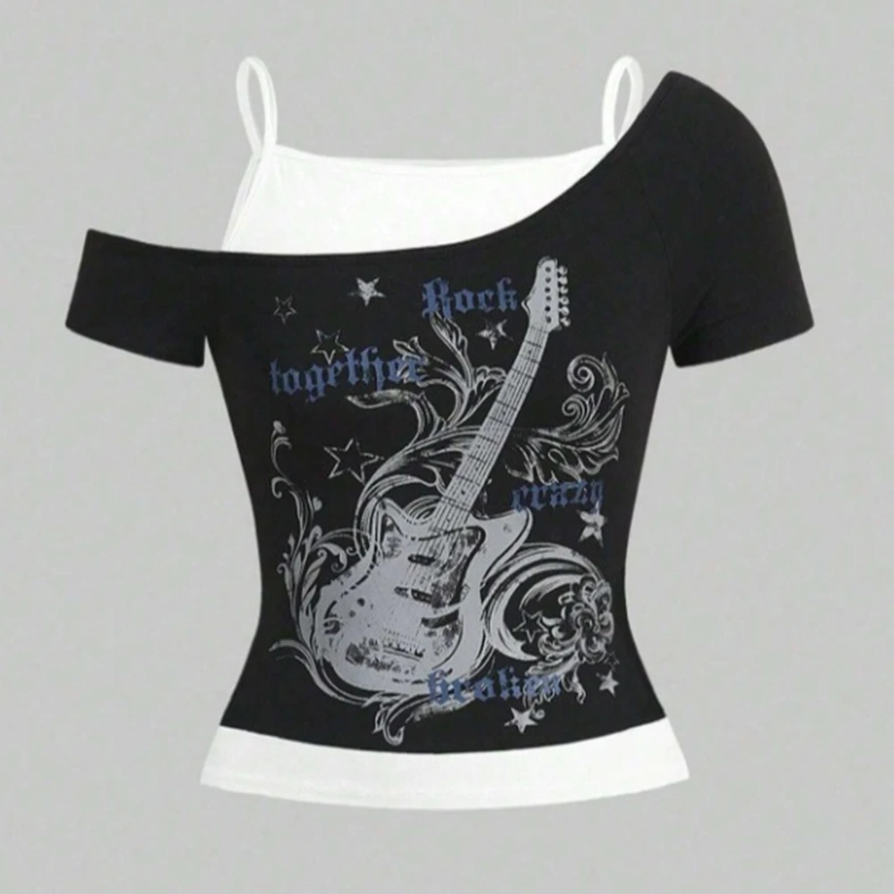 Casual Loose Top Gothic Print T-Shirt Casual Wear Daily Use High Waist Style Medium Stretch Material Polyester Fabric
Casual Loose Top Gothic Print T-Shirt Casual Wear Daily Use High Waist Style Medium Stretch Material Polyester Fabric