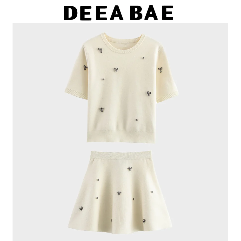 DEEABAE летний женский милый модный ювелирный вязаный свитер с короткими рукавами и бисером, трикотажная юбка трапециевидной формы с подолом
DEEABAE летний женский милый модный ювелирный вязаный свитер с короткими рукавами и бисером, трикотажная юбка трапециевидной формы с подолом