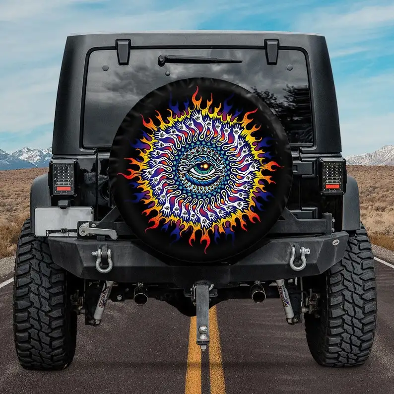 Trailer Spare Tire Cover, Psychedelic Eye Sun Spare Tire Cover With Or Without Backup Camera Hole, Bronco Tire Cover, Car Tire C
Trailer Spare Tire Cover, Psychedelic Eye Sun Spare Tire Cover With Or Without Backup Camera Hole, Bronco Tire Cover, Car Tire C