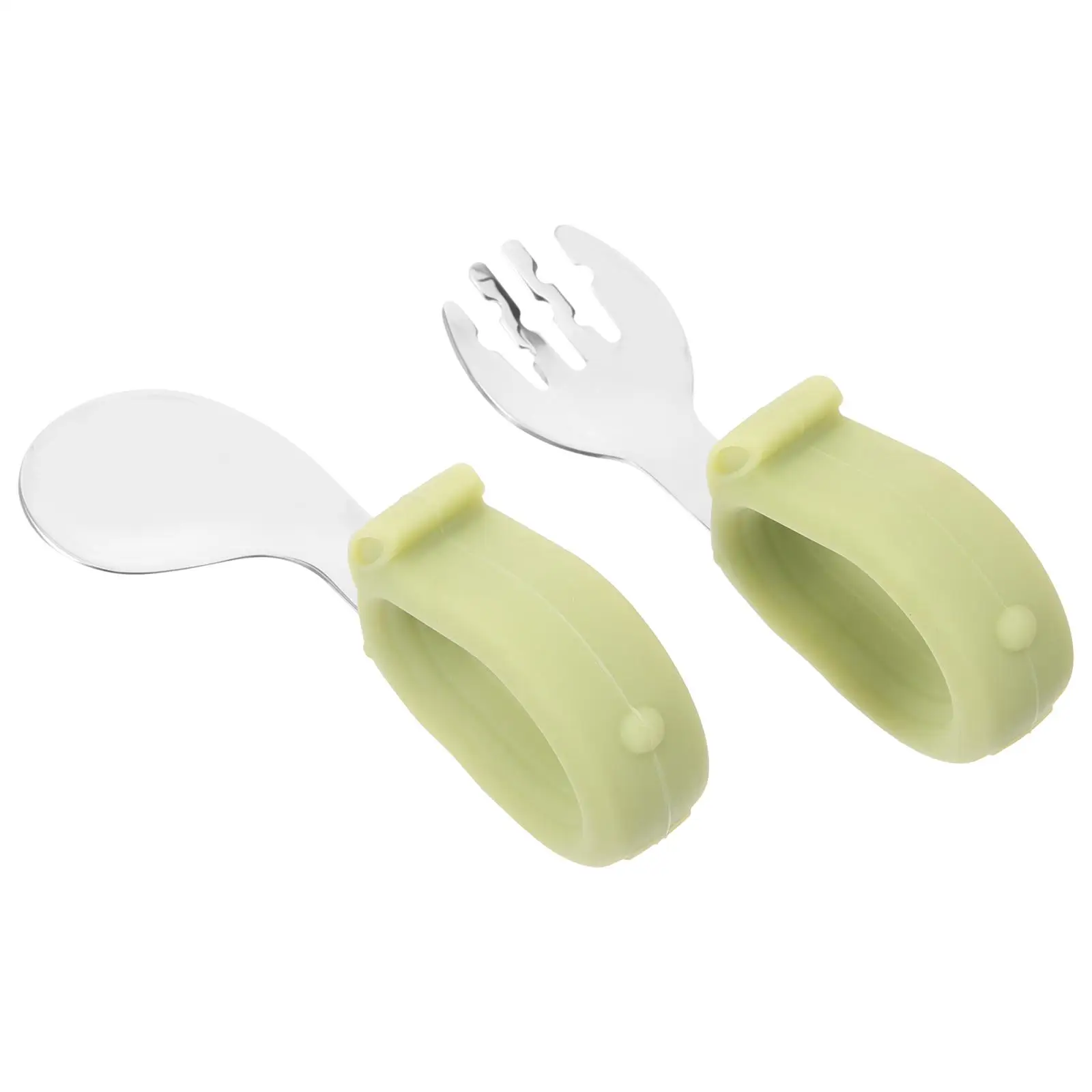 Portable Silicone Children Spoons Forks Baby Short H Toddler Spoon Fork Set Green Curved Self Feeding Training Utensils
Portable Silicone Children Spoons Forks Baby Short H Toddler Spoon Fork Set Green Curved Self Feeding Training Utensils
