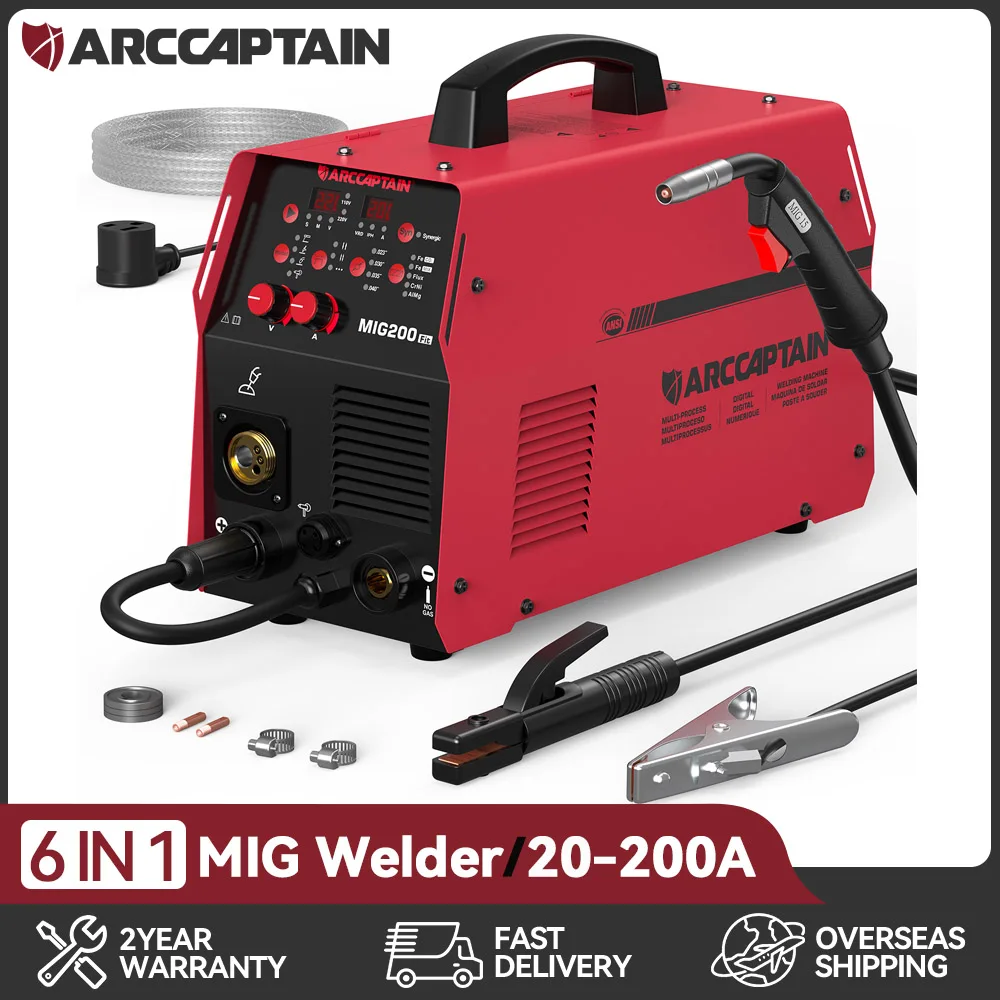 ARCCAPTAIN MIG Welder 110V/220V 200A 6 in 1 Flux Core MIG/Gas MIG/Lift TIG/Stick/Spool Gun/Spot Multiprocess Welding Machine
ARCCAPTAIN MIG Welder 110V/220V 200A 6 in 1 Flux Core MIG/Gas MIG/Lift TIG/Stick/Spool Gun/Spot Multiprocess Welding Machine