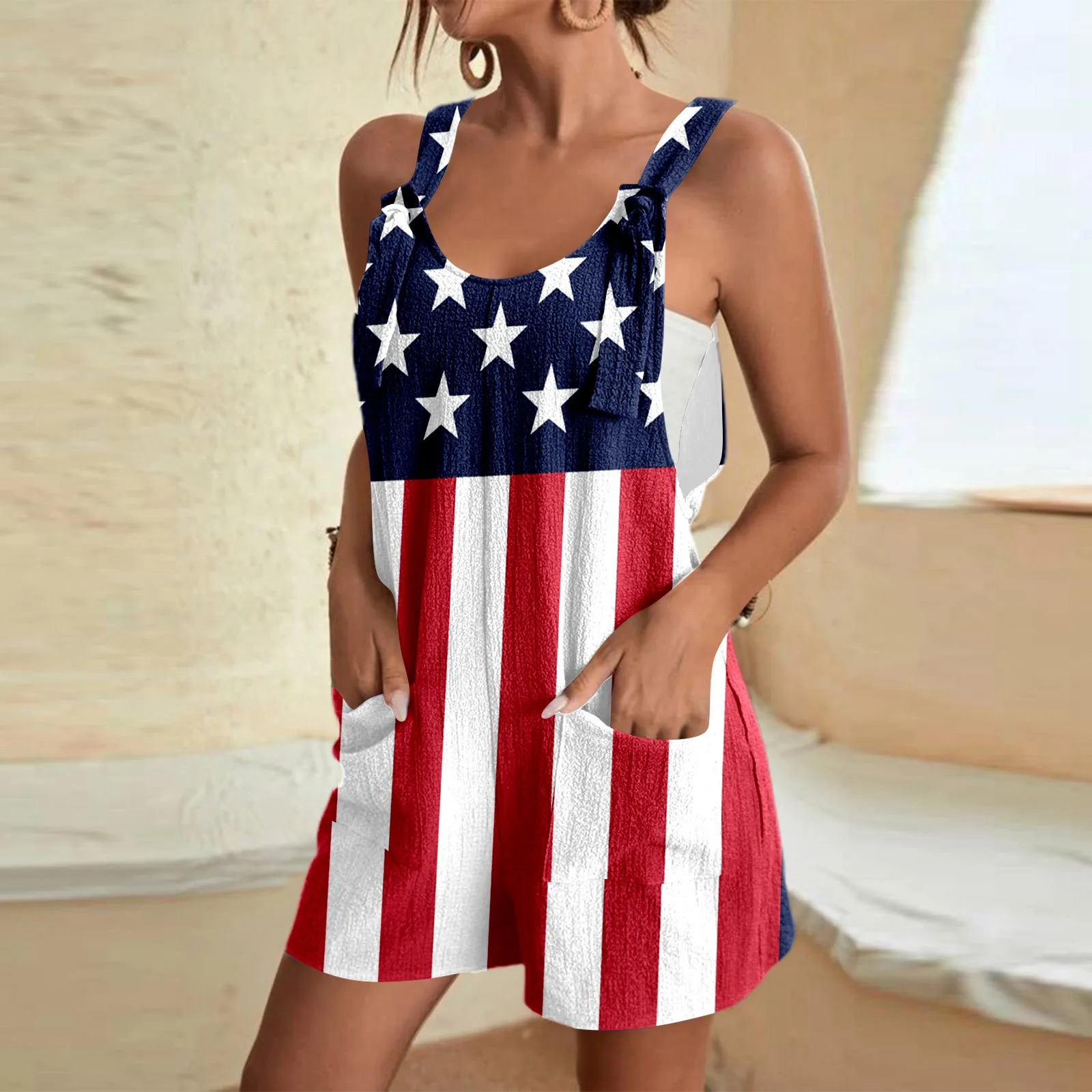 Independence Day Rompers For Women Striped Star Print Summer Casual Adjustable Strap Jumpsuits Outfits
Independence Day Rompers For Women Striped Star Print Summer Casual Adjustable Strap Jumpsuits Outfits