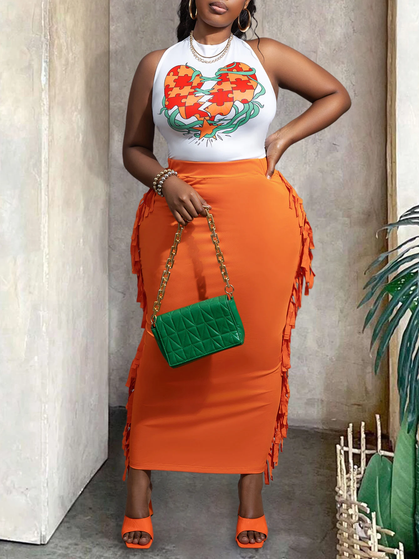LW Plus Size Skirt Set Broken Heart Print Backless Tassel Design Skirt Set summer sleeveless round neck Top + maxi skirt sets
LW Plus Size Skirt Set Broken Heart Print Backless Tassel Design Skirt Set summer sleeveless round neck Top + maxi skirt sets