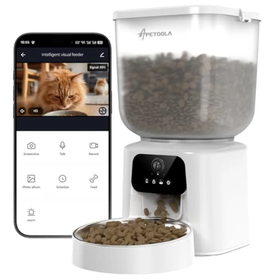 Automatic Cat Feeder with Camera, 5L Timed Cat Food Feeder, 2-Way Audio and App Remote Control, Desiccant Bag, Auto Pet Dispens
Automatic Cat Feeder with Camera, 5L Timed Cat Food Feeder, 2-Way Audio and App Remote Control, Desiccant Bag, Auto Pet Dispens