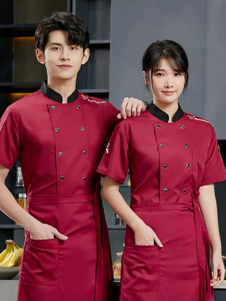 ort Sve Chef Work orm Men's Restaurant Kitchen Apparel Fast Food Hotel Logo Printed Spring Summer Breathable Sweat A...