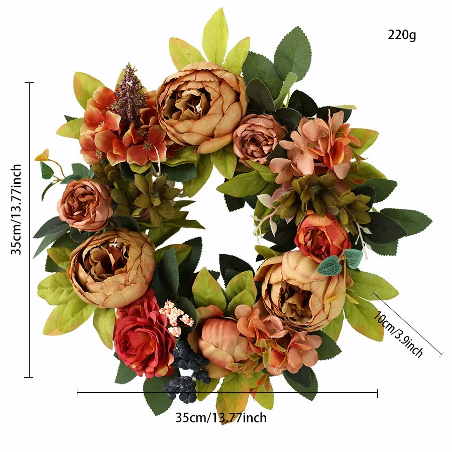 Four Seasons Simulation Peony Flower Wreath Wedding Festival Decoration Front Door Home Furnishings Door Hanging European style
Four Seasons Simulation Peony Flower Wreath Wedding Festival Decoration Front Door Home Furnishings Door Hanging European style