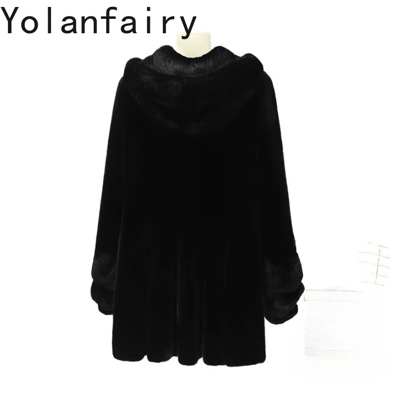 YOLANFAIRY New Natural Mink Women Real Fur Coats Hooded Winter Mid-length Genuine Whole Mink Fur Jacket Elegant Black Fur Coat
YOLANFAIRY New Natural Mink Women Real Fur Coats Hooded Winter Mid-length Genuine Whole Mink Fur Jacket Elegant Black Fur Coat
