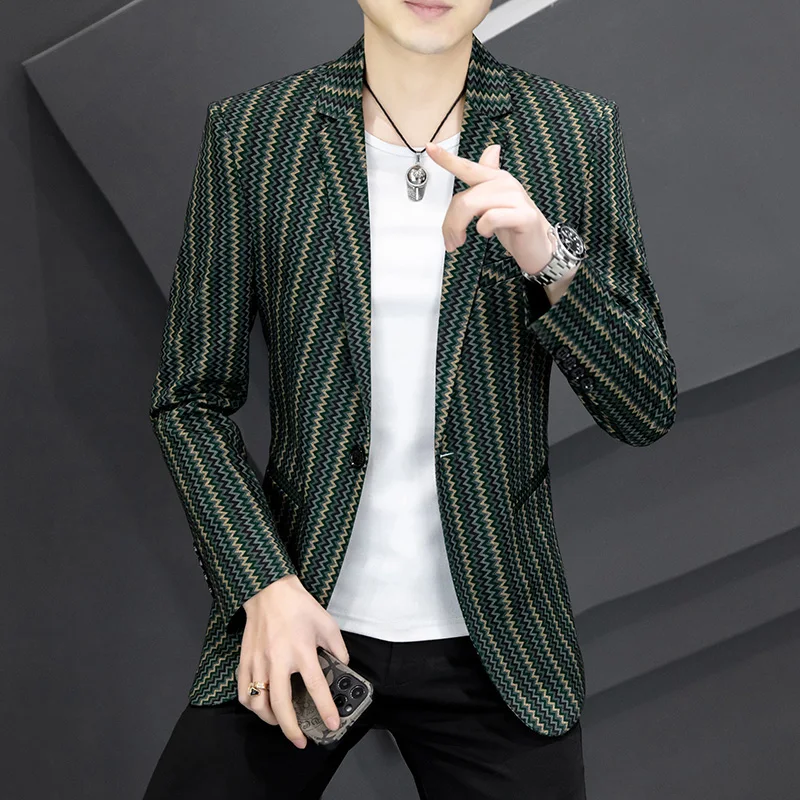 2023 Striped Men's Suit Jacket Business Casual Blazer Masculino Korean Slim Man Bridegroom Wedding Dress Coats Costume Homme
2023 Striped Men's Suit Jacket Business Casual Blazer Masculino Korean Slim Man Bridegroom Wedding Dress Coats Costume Homme