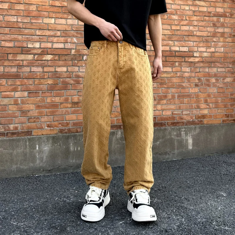 fashion khaki washed denim jeans for men, American hip-hop trend, casual street wear, men's retro loose high-end denim pants
fashion khaki washed denim jeans for men, American hip-hop trend, casual street wear, men's retro loose high-end denim pants