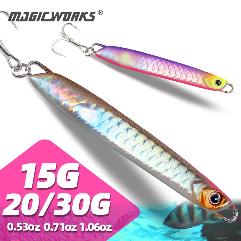 Magic Works Jig 15g 20g 30g Jigs for Fishing Supplies New Lure Metal Sea Bass Artificial Jigging Lures Saltwater Perch Baits
Magic Works Jig 15g 20g 30g Jigs for Fishing Supplies New Lure Metal Sea Bass Artificial Jigging Lures Saltwater Perch Baits