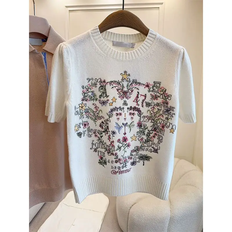 Sweet Harajuku Knit T-shirt Women Short Sleeve Tops Summer Print Knitwear Soft Sweater Crop Tops Design Tees Trendy Pullover New
Sweet Harajuku Knit T-shirt Women Short Sleeve Tops Summer Print Knitwear Soft Sweater Crop Tops Design Tees Trendy Pullover New